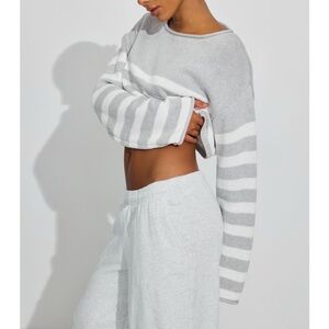 Garage Gray and White Striped Sweater